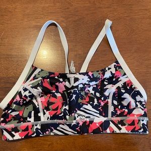 Lululemon pink and blue Floral sport bra sz 8